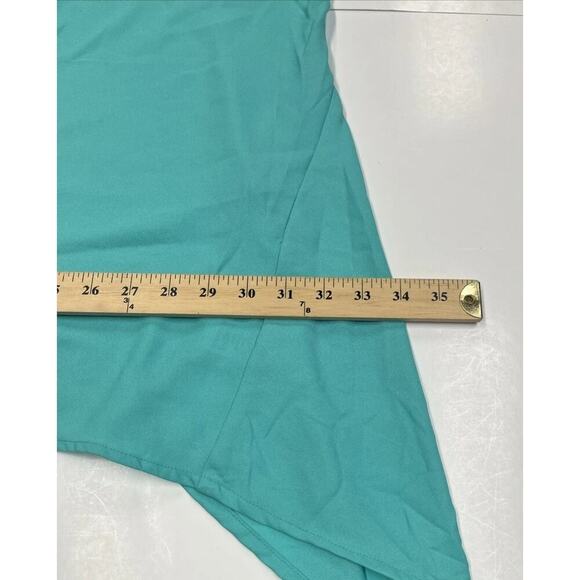 Catherines Button Up Tunic Top Women Size 3X Green SharkBite Hem Flowy - Picture 10 of 11